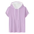 thumbnail image 1 of Mens T-Shirts Solid Color Hooded Short Sleeve Loose Casual Plus Size Comfortable Sports Tops Pullover Tshirts Holiday Wear,Purple,S, 1 of 5