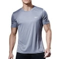 thumbnail image 1 of Mens T-Shirts Solid Color Ice Silk Quick Drying Round Neck Short Sleeve Casual Fashion Sports Loose Tops Tshirts Holiday Wear, 1 of 7