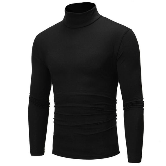 Mens T-Shirts Solid Color Round Neck Short Sleeve Winter Warm High Fashion Thermal Underwear Basic Plain Long Sleeve Tops Pullover Tshirts Outwear,Black,L