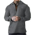 thumbnail image 1 of Mens T Shirts Solid Color Zipper Lapel Long Sleeved Mens Knit Tops,Grey,L, 1 of 5