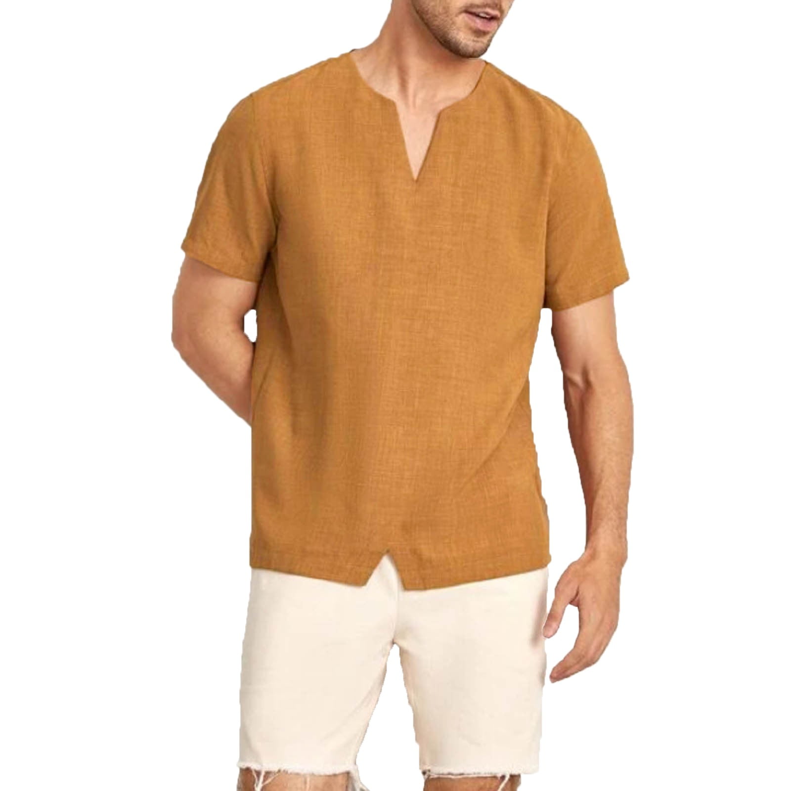 Mens TShirts Spring And Summer Retro Business Casual Travel V Neck