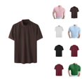 thumbnail image 1 of Mens T-Shirts Spring Summer Solid Ribbed Knit Neck Short Sleeve Mens Undershirts Basic Tops, 1 of 6