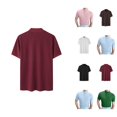 thumbnail image 1 of Mens T-Shirts Spring Summer Solid Ribbed Knit Neck Short Sleeve Mens Undershirts Basic Tops, 1 of 7
