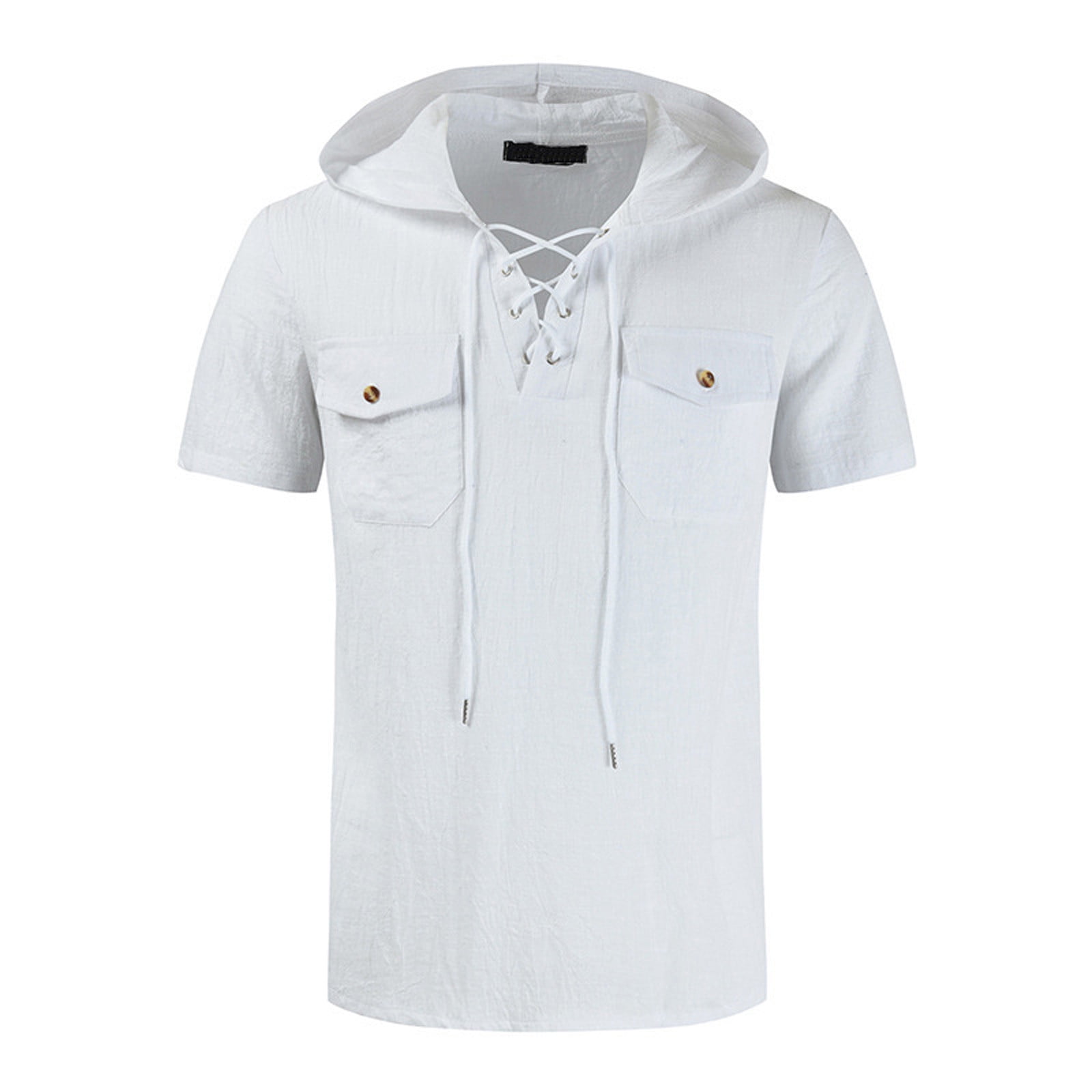 Mens T Shirts Spring and Summer Leisure Travel Vintage Hooded