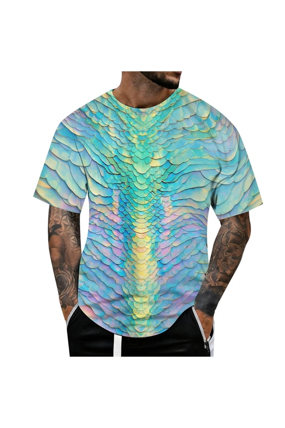 Mens T Shirts Style 3D Printed Short Sleeves Fashion Comfort Mens Spring Shirt,Sky Blue,M