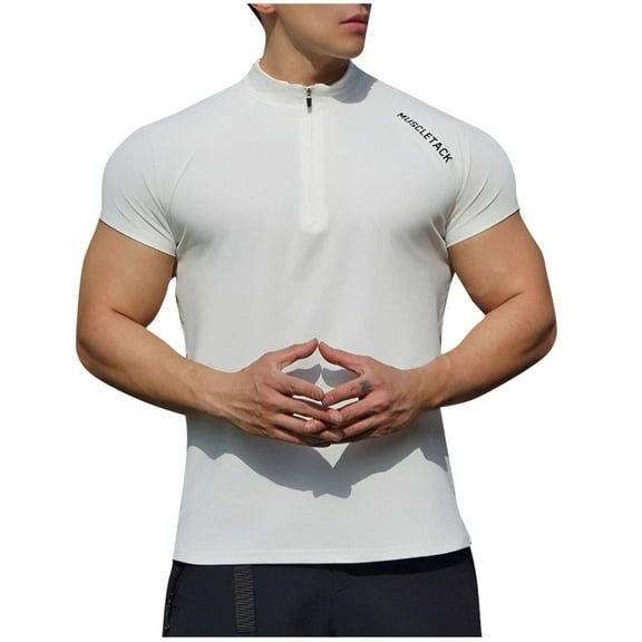 Mens T-Shirts Summer Casual Solid Color Round Neck Short Sleeved Sports T-shirt Blouses Shirts Running Shirts for Men