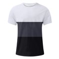 thumbnail image 1 of Mens T-Shirts Summer Color Block Print Round Neck Short Sleeve Pocket Fashion Casual Tops Pullover Streetwear,Gray,L,Tee Shirts, 1 of 3