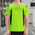 thumbnail image 1 of Mens T-Shirts Summer Color Block Quick Drying Round Neck Short Sleeve Fitness Training Breathable Sports Fashion Tops Pullover Holiday Wear,Green,XXL,Tshirts, 1 of 4