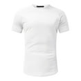 thumbnail image 1 of Mens T-Shirts Summer Crew Neck Casual Sports Patchwork Colorblock Raglan Sleeve White Workout Tops Sizes L, 1 of 5