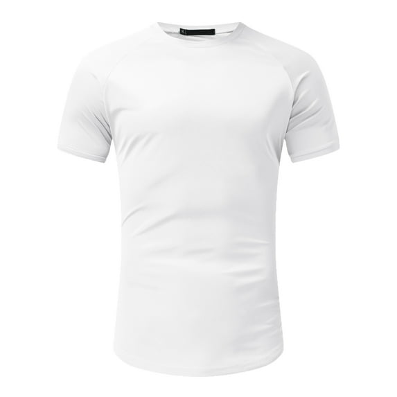 Mens T-Shirts Summer Crew Neck Casual Sports Patchwork Colorblock Raglan Sleeve White Workout Tops Sizes L