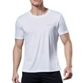 thumbnail image 1 of Mens T-Shirts Summer Ice Silk Quick Drying Solid Color Round Neck Short Sleeve Loose Casual Fitness Breathable Tops Pullover Outwear,White,XL,Tshirts, 1 of 7