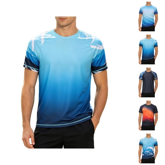 Mens T-Shirts Summer Lightweight Breathable Raglan Short Sleeve Crewneck Casual Printed Tee Shirt Streetwear