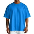 thumbnail image 1 of Mens T Shirts Summer Pure Oversized Solid Color Large Size Short Sleeve Round Shoulder Sleeve Tops, 1 of 5