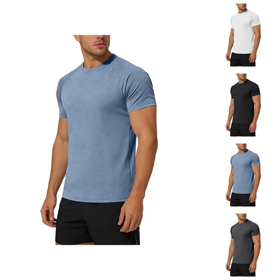 Mens T-Shirts Summer Raglan Short Sleeve Crewneck Casual Plain Tshirts Lightweight Breathable Basic Tees