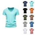 thumbnail image 1 of Mens T-Shirts Summer Short Sleeve V Neck Slim Fit Casual Plain Undershirts Basic Tees, 1 of 3