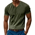thumbnail image 1 of Mens T Shirts Summer Short Sleeve V Neck T-Shirt Casual Corduroy Shirt Fitted Tee Shirt, 1 of 7