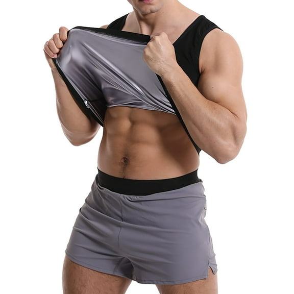 Mens T-Shirts Summer Solid Color Round Neck Sleeveless Vest Gym Exercise Shapewear Tops Pullover Holiday Wear,Black,XXXXL,Tshirts