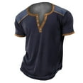 thumbnail image 1 of Mens T-Shirts Summer Solid Color V Neck Button Short Sleeve Slim Tops Pullover Tee Shirts Streetwear,Blue,XXXXXL, 1 of 2
