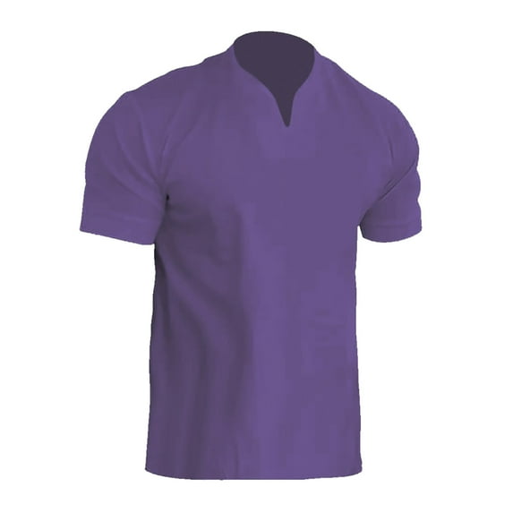 Mens T-Shirts Summer Solid Color V Neck Short Sleeve Leisure Fashion Tops Pullover Daily-Wear,Purple,XXXL, T Shirts