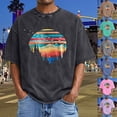 thumbnail image 1 of Mens T Shirts Summer Vacation Beach Shirts Short Sleeve Round Neck Distressed Graphic Tees, 1 of 5