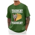 thumbnail image 1 of Mens T Shirts Taco Cat Printed Casual Short Sleeve Graphic Tees Soft Loose Lightweight Fit Comfortable Crew Neck Mens Shirts Army Green L, 1 of 3