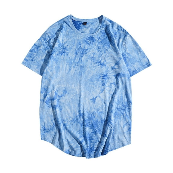 Mens T-Shirts Tie Dye Print Cotton Short Sleeve Loose T Shirt Dailywear Sports T-Shirt