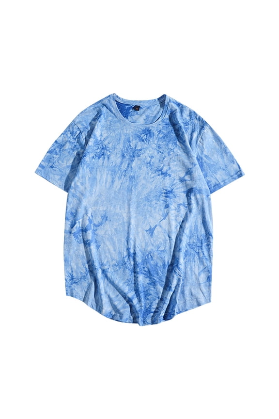 Mens T Shirts Tie Dye Print Cotton Short Sleeve Loose T Shirt Spring Summer Tee Shirt Tops