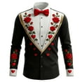 thumbnail image 1 of Mens T-Shirts Valentine's Day Print Blouses Long Sleeve Button Lapel Casual Tops for Man, 1 of 2