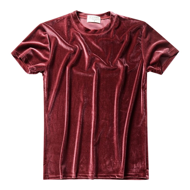 Mens T-Shirts Velvet Velour Fashion Hop Slim Simple Short Sleeve