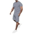 thumbnail image 1 of Mens T Shirts and Shorts Set 2 Pieces Summer Tracksuit Crew Neck Tee Shirt & Casual Short Gray L, 1 of 2