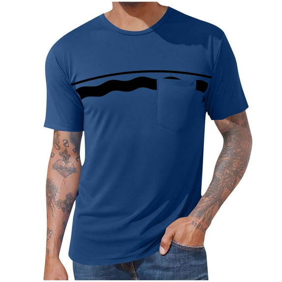 Mens T-Shirts with Pocket, Henley Printed Shirts for Mens, Mens Summer Shorts Sleeve Tops,Dark Blue Mens and Big Men's XXXXL