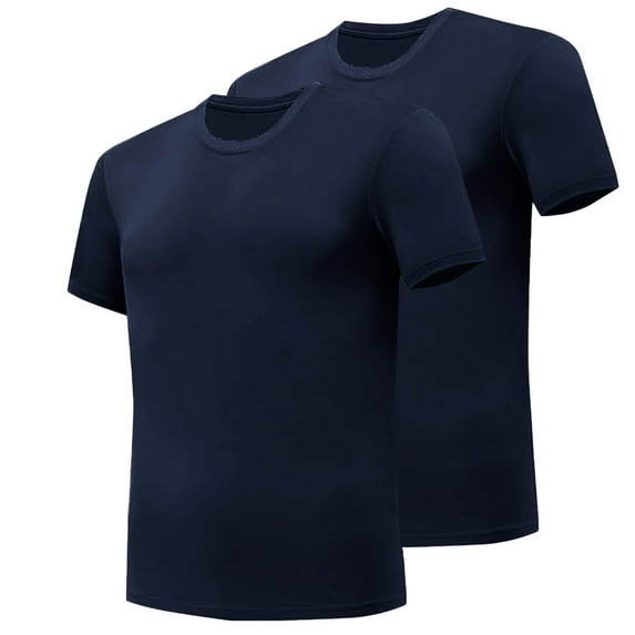 Mens T-shirts 2 Pack Short Sleeve Crew Neck Ultra Soft Cotton Tee Shirt Multipack Cozy Undershirts Basic Top (S, Navy)
