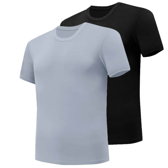 Mens T-shirts 2 Pack Short Sleeve Crew Neck Ultra Soft Cotton Tee Shirt Multipack Cozy Undershirts Basic Top (XL, Light Blue)