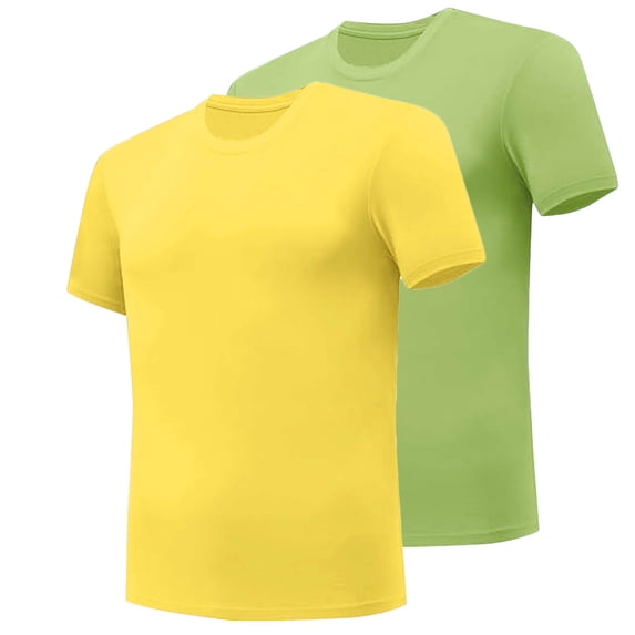 Mens T-shirts 2 Pack Short Sleeve Crew Neck Ultra Soft Cotton Tee Shirt Multipack Cozy Undershirts Basic Top (XL, Yellow)