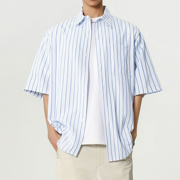 Mens T-shirts Clearance, Xunlbb Men's Vintage Casual Stripe Button Lapel Fashion Long Sleeve Shirt