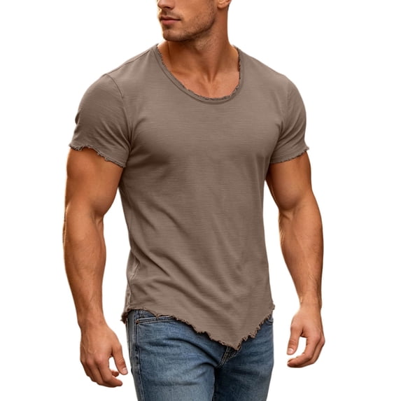Mens T shirts Crew Neck Short Sleeve Solid Color Loose Basic Tee Tshirt