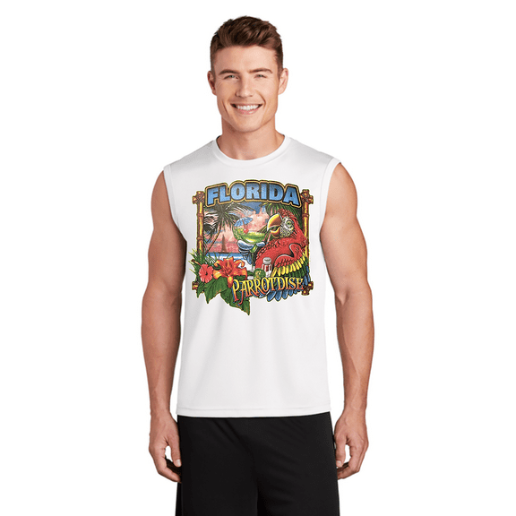 Mens Cut Off Shirts Sleeveless Muscle Tees Graphic Tees Mens Florida Tropical Bird Supplies