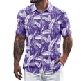 thumbnail image 1 of Mens T-shirts European Beach Men Trendy Comfortable Loose Sports Foreign Trade Business Casual Collar Button Open Shirt Short Sleeve Shirt Summer T Stretch Workout All Long Sleeve Mens Purple L, 1 of 4