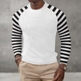 thumbnail image 1 of Mens T-shirts Long Sleeve Striped Crewneck T Shirt Soft Casual Basic Top Comtable Relaxed Daily Wear Tees White XXXXL, 1 of 4