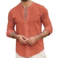thumbnail image 1 of Mens T-shirts Male Spring And Autumn Solid Color Long Sleeve Shirt Stand Button Shirt Lady Long Sleeve Swim Men Workout T Shirts Men Summer plus Size Turtleneck Yoga Short Athletic Orange S, 1 of 5