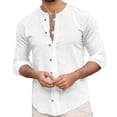 thumbnail image 1 of Mens T-shirts Male Spring And Autumn Solid Color Long Sleeve Shirt Stand Button Shirt Lady Long Sleeve Swim Men Workout T Shirts Men Summer plus Size Turtleneck Yoga Short Athletic White XL, 1 of 5