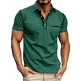 thumbnail image 1 of Mens T-shirts Male Spring Short Sleeve Solid Color Pocket Letter Stripe Stitching Raglan Sleeve Top Long Men Athletic Shirt Summer Men Big Size Shirt Lightweight Long T Fitted T Dark Green L, 1 of 6