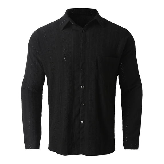 Mens T-shirts Male Trend Summer Hollow Lapel Shirt Short Sleeve Sexy See Through Shirt Men's Athletic Tops Men Short Sleeve Shirts Work Bulk Men Plain T Loose Fit T Star Apparel Fall Black XL