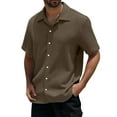 thumbnail image 1 of Mens T-shirts Men Fashion Casual Top Shirt Comfortable Solid Color Button Shirt Top Short Sleeve Mens Short Sleeved Athletic Tops Tech T Long Turtleneck Men Long Sleeve Guard Swim Brown L, 1 of 4