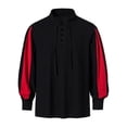 thumbnail image 1 of Mens T-shirts Men's Casual Loose Fit Stand Collar Shirt With Tie Detail Color Block Design For Daily Wear Comfortable Non Stretch Fabric All Season Mod Bod Tops Long Sleeve Shirt Men Red 3XL, 1 of 6