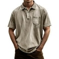 thumbnail image 1 of Mens T-shirts Men's Casual Short Sleeve Button Shirt For Everyday Wear Ideal For Spring And Summer Versatile Jeans And Chinos Easy Care Blend Extra Tall Tee Shirts Mens Insulated Shirts Log Khaki 3XL, 1 of 4