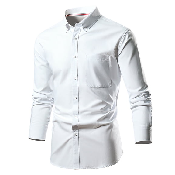 Mens T-shirts Men's Long Sleeved Shirt Large Size Colored Shirt Active Long Sleeve Men Ling Sleeve Petite Turtleneck Tops Men Stretch Valentines Day Dress Shirts Peach Fit White S