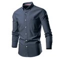 thumbnail image 1 of Mens T-shirts Men's Long Sleeved Shirt Large Size Colored Shirt Active Long Sleeve Men Ling Sleeve Petite Turtleneck Tops Men Stretch Valentines Day Dress Shirts Peach Fit Navy S, 1 of 4