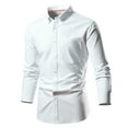 thumbnail image 1 of Mens T-shirts Men's Long Sleeved Shirt Large Size Colored Shirt Active Long Sleeve Men Ling Sleeve Petite Turtleneck Tops Men Stretch Valentines Day Dress Shirts Peach Fit White L, 1 of 4