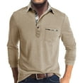 thumbnail image 1 of Mens T-shirts Men's Shirt Casual Long Sleeve Classic Plaid Button Tees With Pockets Mens Short Sleeved Tees Yoga Fit Ling Sleeve T Shirt Tops Men Work Casual Lady Athletic Wear Medium Beige L, 1 of 6